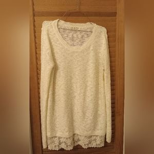 Pink Rose White Knit Sweater